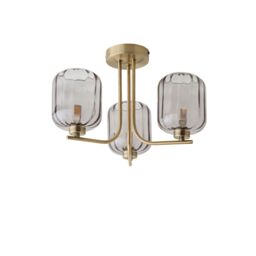 ValueLights Amelie 3 Way Ribbed Glass Gold Ceiling Pendant Light - thumbnail 7