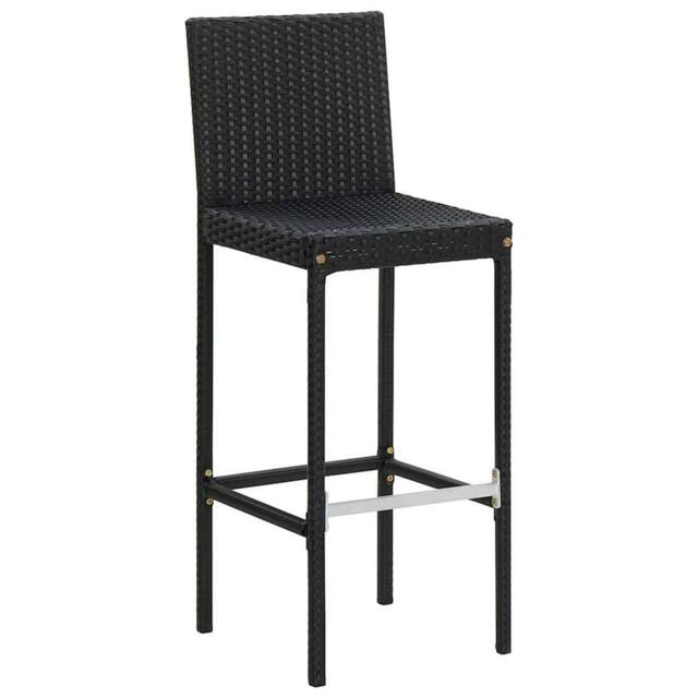 Berkfield Home Modern Garden Bar Stools with Cushions 4 pcs Black Poly Rattan - image 1