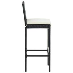 Berkfield Home Modern Garden Bar Stools with Cushions 4 pcs Black Poly Rattan - thumbnail 5