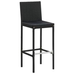 Berkfield Home Modern Garden Bar Stools with Cushions 4 pcs Black Poly Rattan - thumbnail 1