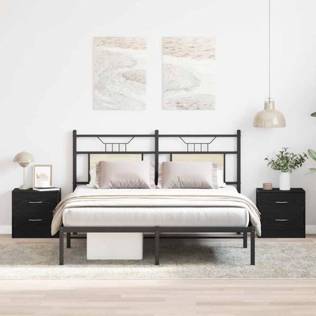 Berkfield Home Stylish Bedside Cabinets 2 pcs Black Oak 40x30x40 cm Engineered Wood - Size: 40 x 30 x 40 cm - image 1