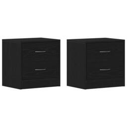 Berkfield Home Stylish Bedside Cabinets 2 pcs Black Oak 40x30x40 cm Engineered Wood - Size: 40 x 30 x 40 cm - thumbnail 3