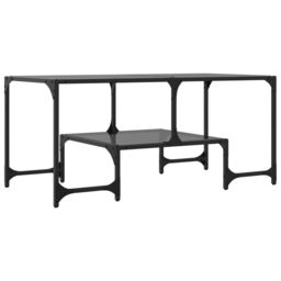 Berkfield Home Coffee Table with Black Glass Top 98.5x50x45 cm Steel - thumbnail 6