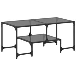 Berkfield Home Coffee Table with Black Glass Top 98.5x50x45 cm Steel - thumbnail 2