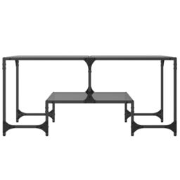 Berkfield Home Coffee Table with Black Glass Top 98.5x50x45 cm Steel - thumbnail 4