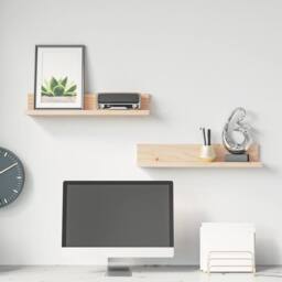Berkfield Home Wall Shelves 2 pcs 50x11x9 cm Solid Wood Pine in Natural - Size: 50 x 11 x 9 cm - thumbnail 2