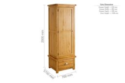 Birlea Woburn 1 Door 1 Drawer Wardrobe Oak in Light Oak - thumbnail 6