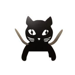 Marco Paul Cat Black Metal Toilet Roll Holder Bathroom Accessories 32cm - thumbnail 2