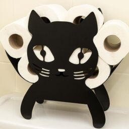 Marco Paul Cat Black Metal Toilet Roll Holder Bathroom Accessories 32cm - thumbnail 1