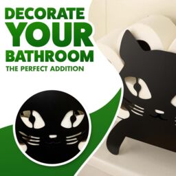 Marco Paul Cat Black Metal Toilet Roll Holder Bathroom Accessories 32cm - thumbnail 5