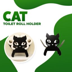 Marco Paul Cat Black Metal Toilet Roll Holder Bathroom Accessories 32cm - thumbnail 4