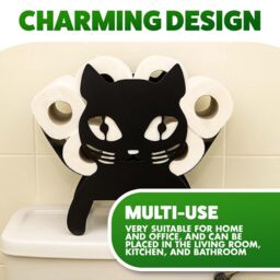 Marco Paul Cat Black Metal Toilet Roll Holder Bathroom Accessories 32cm - thumbnail 6