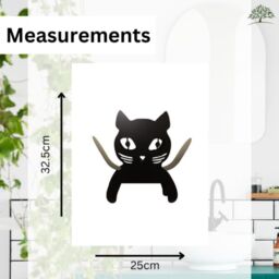 Marco Paul Cat Black Metal Toilet Roll Holder Bathroom Accessories 32cm - thumbnail 3