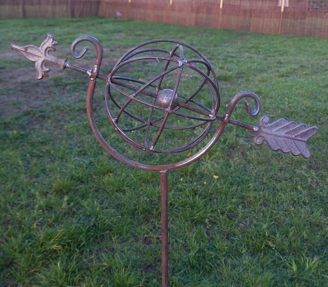 Inspirational Gifting Armillary Globe Border Stake Garden Decoration in Bronze - image 1