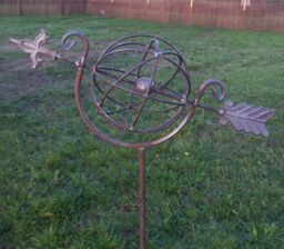 Inspirational Gifting Armillary Globe Border Stake Garden Decoration in Bronze - thumbnail 1