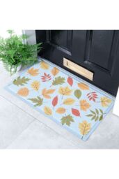 Artsy Mats Autumn Colour Leaves Indoor Outdoor Doormat (70 x 40cm) in Light Blue - Size: 40 cm x 70 cm - thumbnail 2