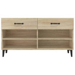 Berkfield Home Shoe Cabinet Sonoma Oak 102x35x55 cm Engineered Wood in Light Brown - Size: 102 x 35 x 55 cm - thumbnail 6