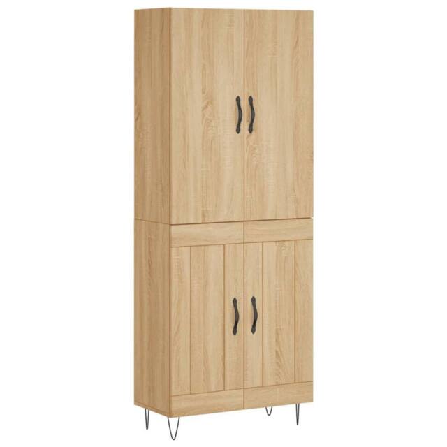 Berkfield Home Highboard Sonoma Oak 69.5x34x180 cm Engineered Wood in Light Oak - image 1