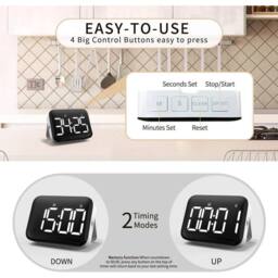 NESTLUNE New Digital Kitchen Timer LED Magnetic in Black - Size: 100 cm x 15 cm - thumbnail 5