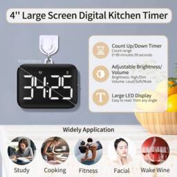 NESTLUNE New Digital Kitchen Timer LED Magnetic in Black - Size: 100 cm x 15 cm - thumbnail 3
