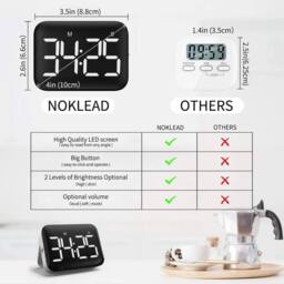 NESTLUNE New Digital Kitchen Timer LED Magnetic in Black - Size: 100 cm x 15 cm - thumbnail 2