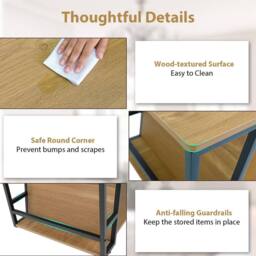 Costway Rectangle Coffee Table 2-tier Cocktail Center Accent Table w/ Shelf in Natural - thumbnail 6