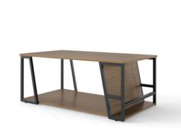 Costway Rectangle Coffee Table 2-tier Cocktail Center Accent Table w/ Shelf in Natural - thumbnail 2
