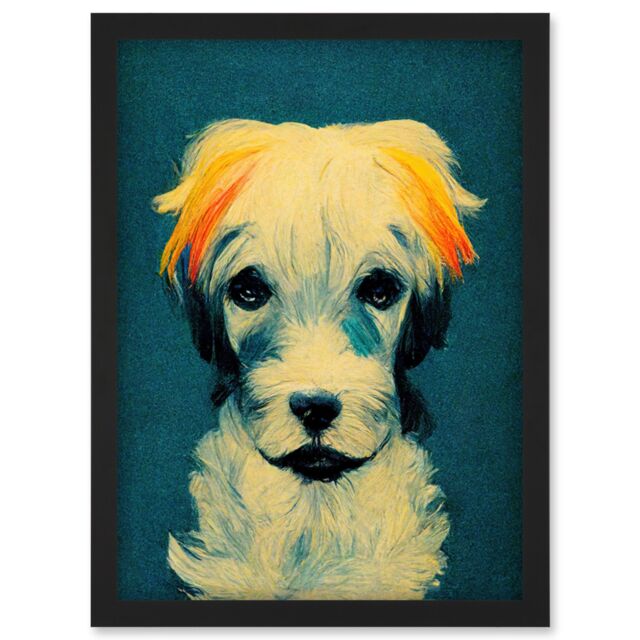 Artery8 Border Terrier Dog Artwork Framed Wall Art Print A4 in Black - image 1