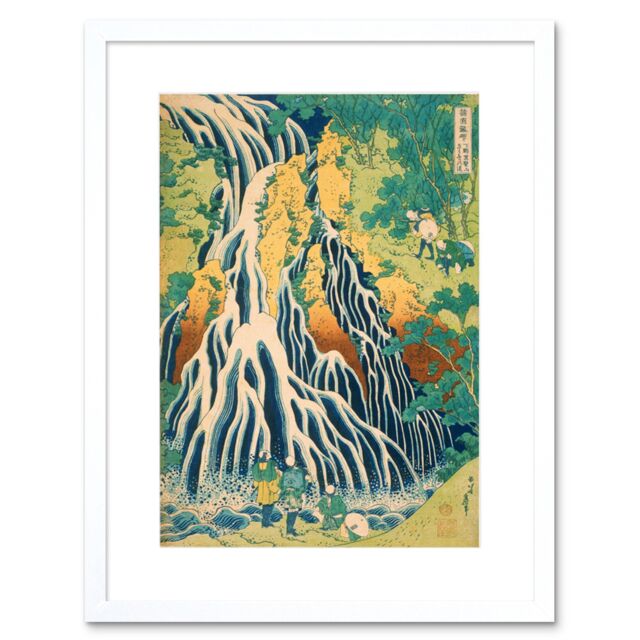 "Artery8 Wall Art Print Katsushika Hokusai Japan Mount Kurokami Art Black Framed 9x7 inch in White - Size: W7"" x H9""" - image 1