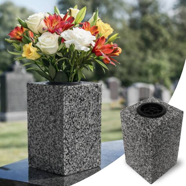 Novecrafto Granite Memorial Vase for Flowers - Solid Stone for Cemetery or Garden in Grey - image 1