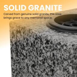 Novecrafto Granite Memorial Vase for Flowers - Solid Stone for Cemetery or Garden in Grey - thumbnail 6