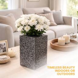 Novecrafto Granite Memorial Vase for Flowers - Solid Stone for Cemetery or Garden in Grey - thumbnail 7