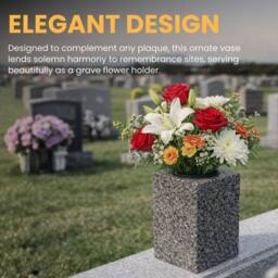 Novecrafto Granite Memorial Vase for Flowers - Solid Stone for Cemetery or Garden in Grey - thumbnail 5