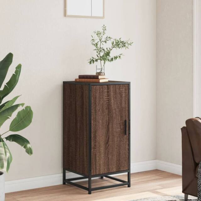 Berkfield Home Sideboard Brown Oak 35.5x35x76 cm Engineered Wood & Metal - image 1
