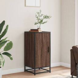 Berkfield Home Sideboard Brown Oak 35.5x35x76 cm Engineered Wood & Metal - thumbnail 1