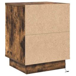 Berkfield Home Bedside Cabinet with LED Lights Smoked Oak 39x34.5x50 cm - thumbnail 8
