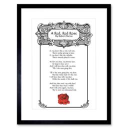 "Artery8 Quote Song Lyrics Red Rose Robert Burns 12x16"" Framed Wall Art in White - Size: W12"" x H16""" - thumbnail 1