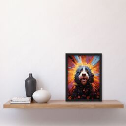 "Artery8 Wall Art Print Cocker Poo Dog Lover Gift Pet Portrait Orange Purple Blue Artwork Painting Art Framed - Size: W12"" x H16""" - thumbnail 4