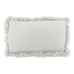 Native Natural Grey Linen Cushion Sheepskin Trim 45x45cm - Size: Double - thumbnail 1
