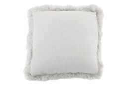 Native Natural Grey Linen Cushion Sheepskin Trim 45x45cm - Size: Double - thumbnail 4