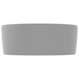 Berkfield Home Luxury Wash Basin Round Matt Light Grey 40x15 cm Ceramic - thumbnail 4