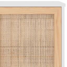 Berkfield Home Sideboard White 105x30x60 cm Solid Wood Pine & Natural Rattan - Size: 105 x 30 x 60 cm - thumbnail 7