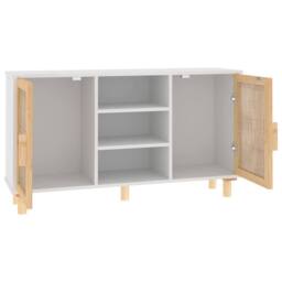Berkfield Home Sideboard White 105x30x60 cm Solid Wood Pine & Natural Rattan - Size: 105 x 30 x 60 cm - thumbnail 5
