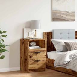 Berkfield Home Bedside Cabinet Old Wood 40x36x65 cm Engineered Wood in Brown - Size: 40 x 36 x 65 cm - thumbnail 4