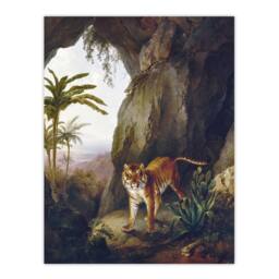 "Artery8 Tiger in Cave Big Cat Oil Painting Agasse Wall Art Poster Print - Size: W24"" x H32""" - thumbnail 1