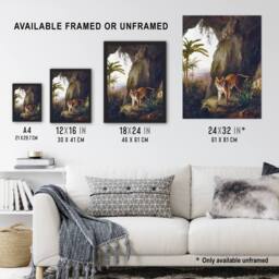 "Artery8 Tiger in Cave Big Cat Oil Painting Agasse Wall Art Poster Print - Size: W24"" x H32""" - thumbnail 3