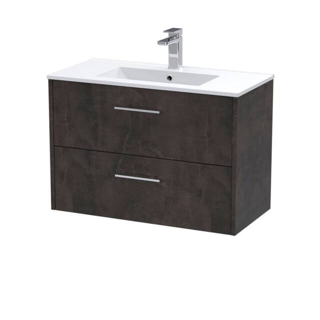 Balterley Winshill Contemporary 2 Drawer Wall Hung Vanity Basin Unit, 800mm in Grey - image 1