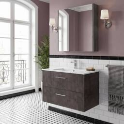 Balterley Winshill Contemporary 2 Drawer Wall Hung Vanity Basin Unit, 800mm in Grey - thumbnail 4