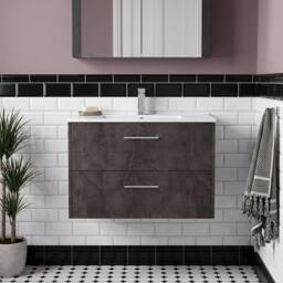 Balterley Winshill Contemporary 2 Drawer Wall Hung Vanity Basin Unit, 800mm in Grey - thumbnail 6