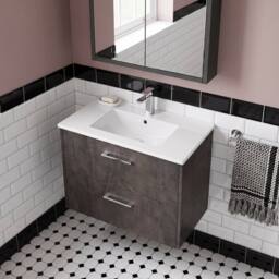 Balterley Winshill Contemporary 2 Drawer Wall Hung Vanity Basin Unit, 800mm in Grey - thumbnail 3
